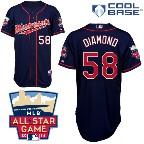 Scott Diamond #58 MLB Jersey-Minnesota Twins Men's Authentic 2014 ALL Star Alternate Navy Cool Base Baseball Jersey